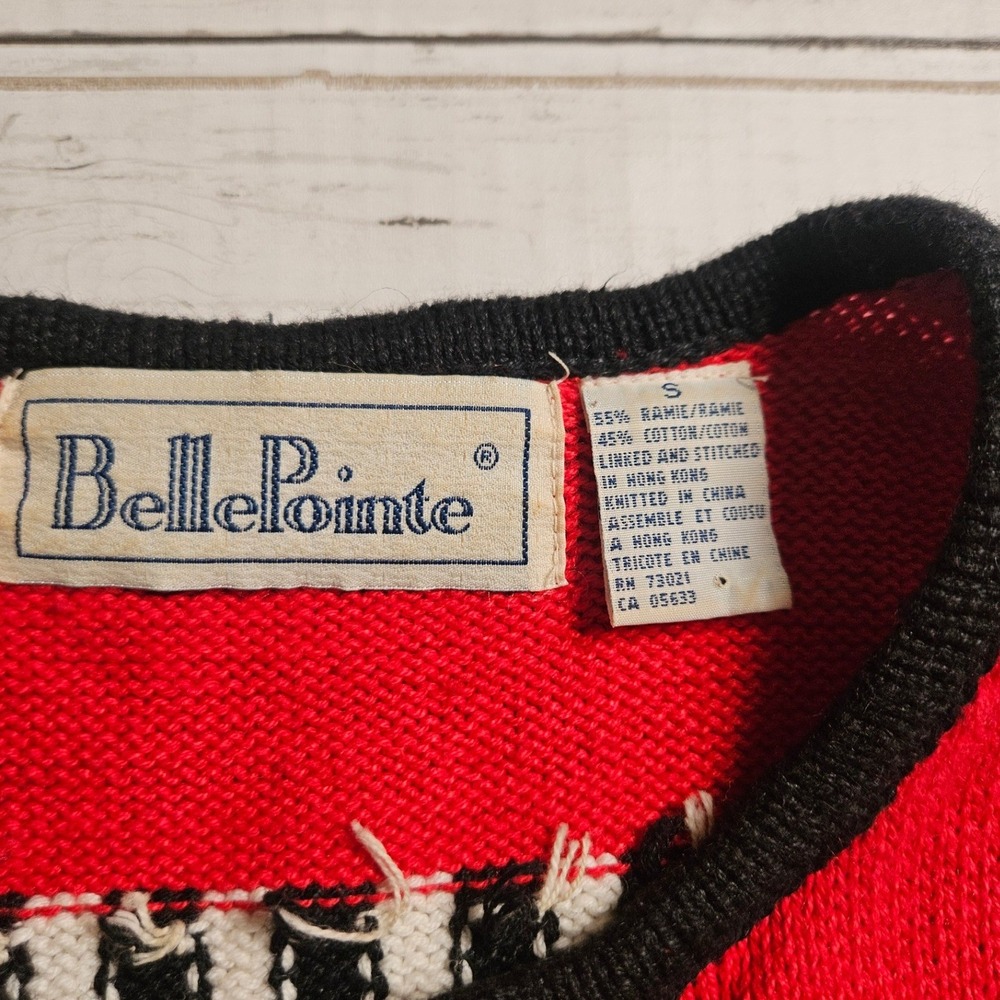 BellePointe Vintage Ladybug Knit Vest Red Cream Black Crochet Buttons Small - Picture 5 of 11